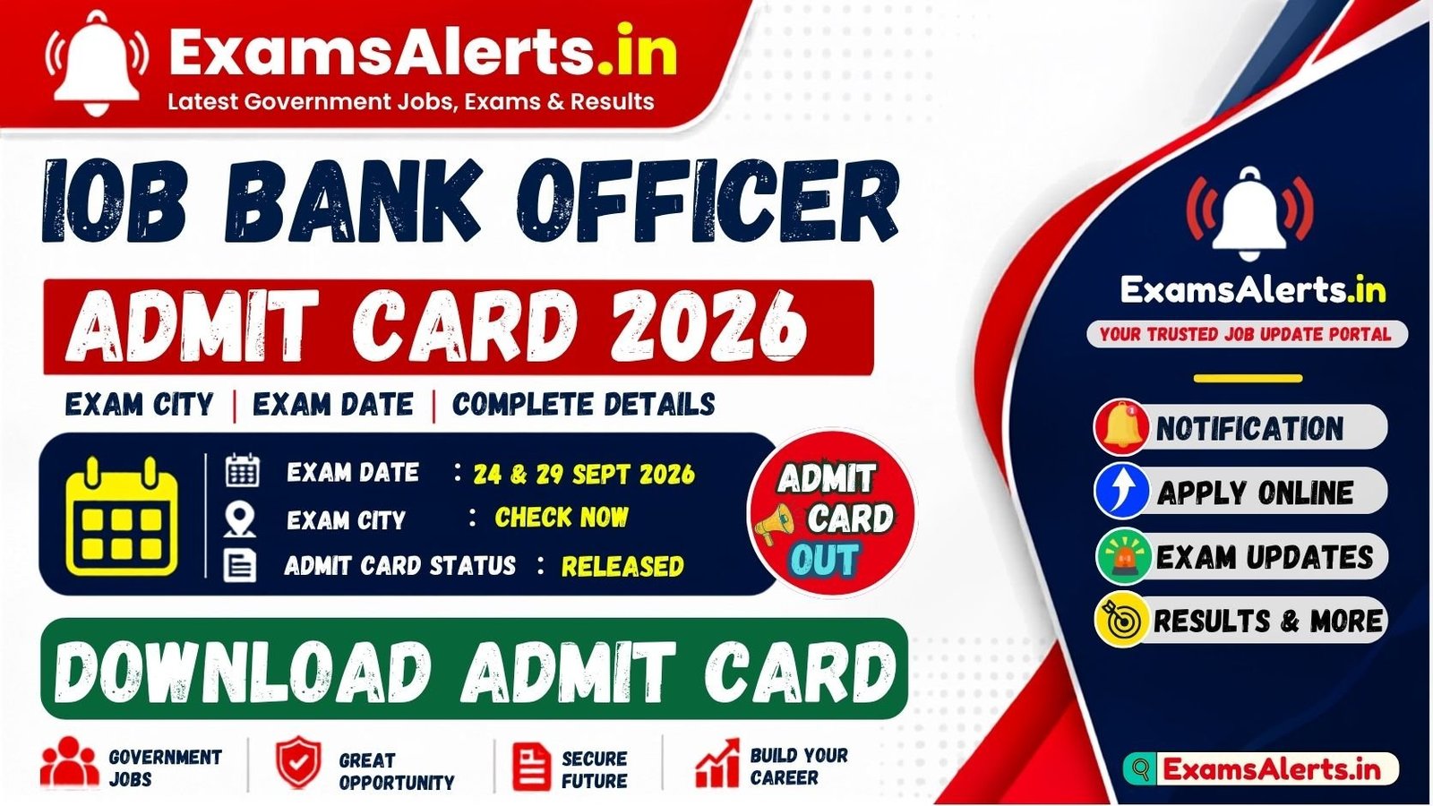 IOB Local Bank Officer LBO Admit Card 2026