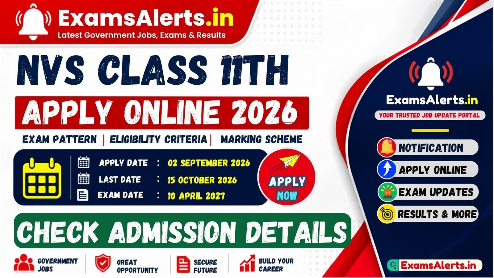 NVS Class 11th Admission Form 2027–28
